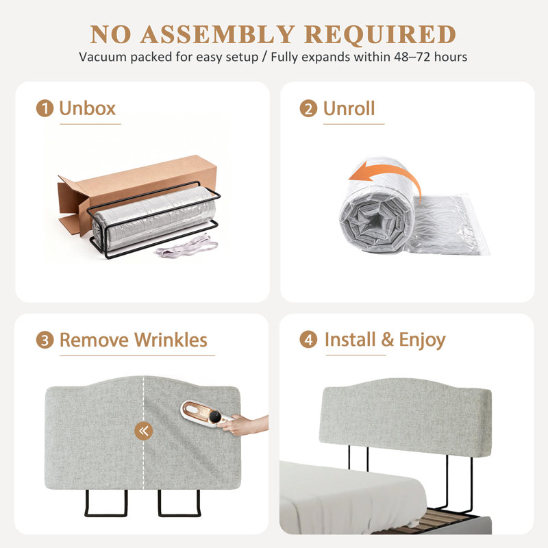 Upholstered Linen Headboard with Adjustable Height, Light Gray, Twin