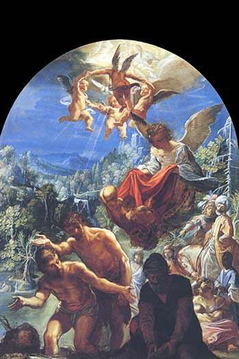 Le baptême du christ-impression d’art graphique, H 66 po x l 44 po x P 1,5 po