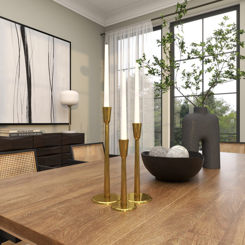 Aluminum Tabletop Candlestick, Gold