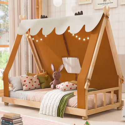 Twin Size House Bed with Tent and Light