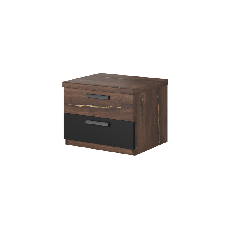 46cm W Manufactured Wood Bedside Table, Brown/Black