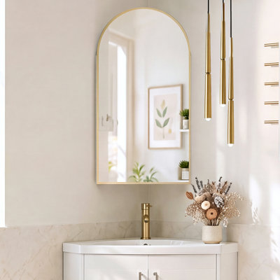 40.3mm W 80mm H Wall Mounted Required Frameless Medicine Cabinet Mirror 2 Fixed