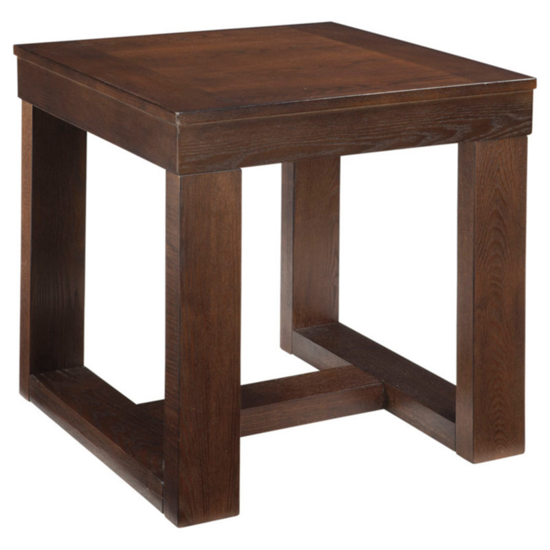 Table de bout carrée en bois massif et manufacturé Esmont, Marron foncé