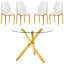 Ensemble de table de salle à manger moderne en verre trempé de 39 pouces avec 4 chaises ergonomiques blanches en PU - Structure en métal doré en forme de X, convient aux rassemblements de cuisine et de salle à manger-1206540082-1201195672