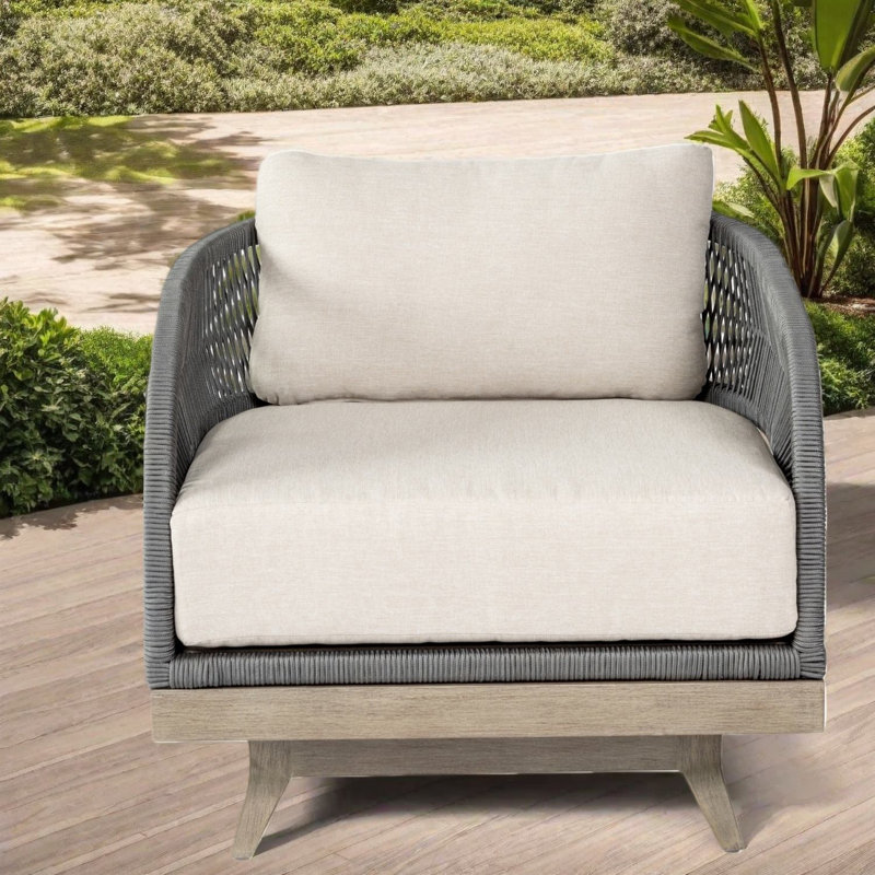 Canapés de patio pivotants confortables, bois d'eucalyptus, détente extérieure moderne