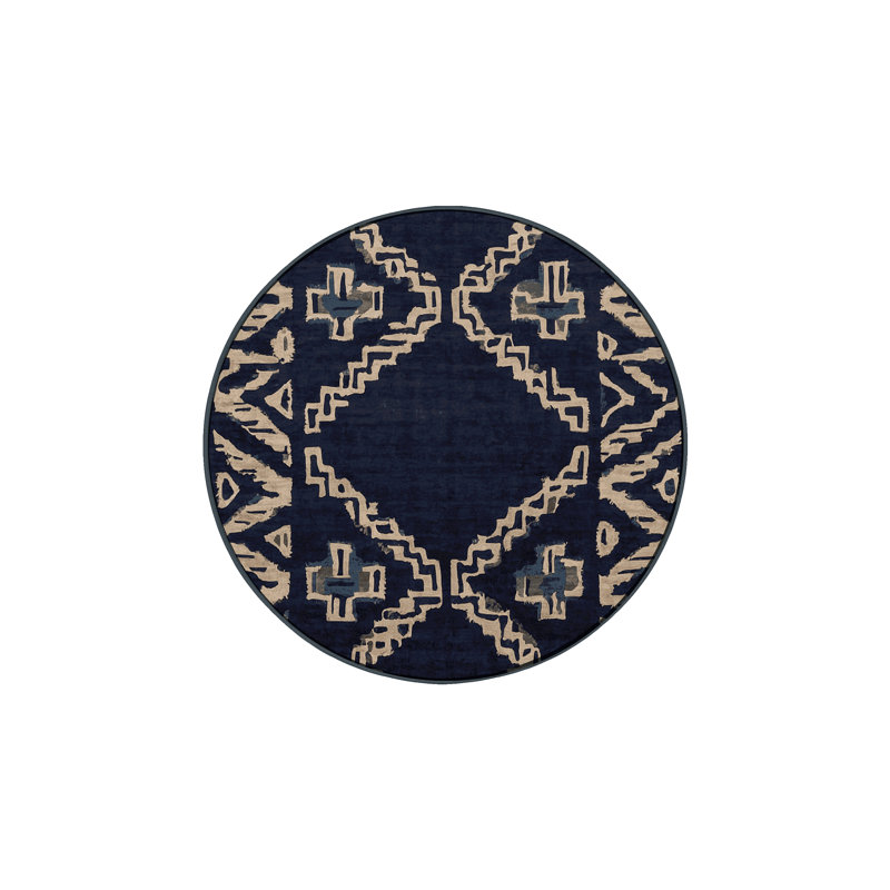 Machine Washable Gray Area Rug, Round 4'