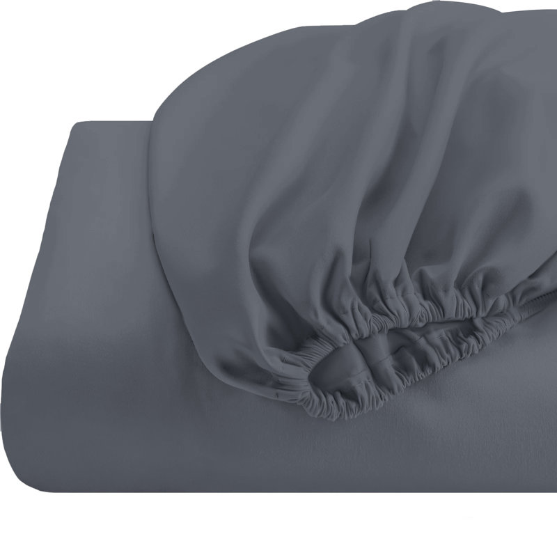 Super Soft 200 Thread Count Microfiber Brushed Fitted Bed Sheet, Charcoal, Double (4'6)