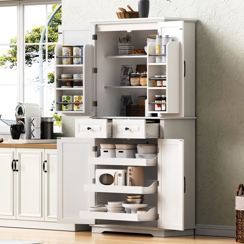 Grand garde-manger 71 po avec 3 organisateurs, Blanc
