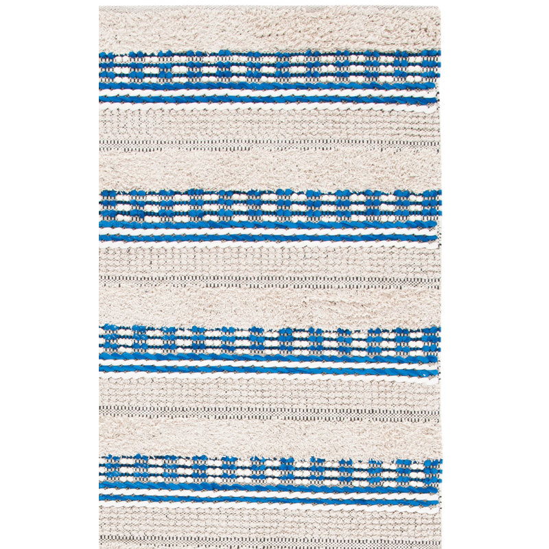 Endri Hand Woven Cotton Striped Rug, Rectangle 3' x 5'
