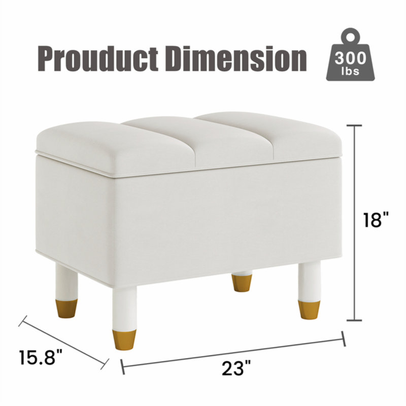 Banc de rangement rembourré en tissu