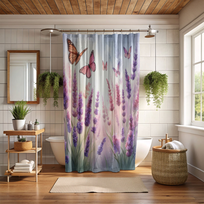Blossom & Butterflies - Rideau de douche standard 1 pièce, H 74 po x l 40 po