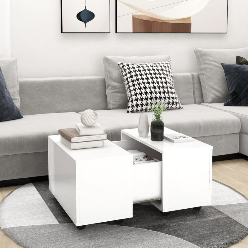 Godart Wheel Coffee Table with Storage, White
