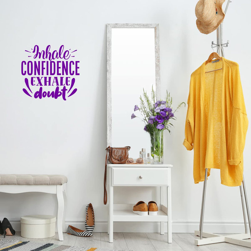 Adhésif décoratif «Inhale Confidence Exhale Doubit», Mauve, H 23 po x l 24 po