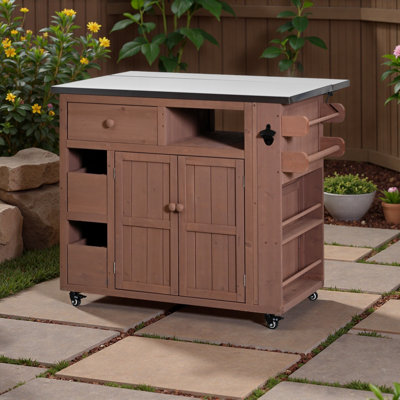 Îlot de cuisine extensible en bois massif de 19,3 po / 28 po Simple Silhouette