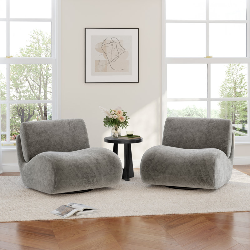 Fauteuil d'appoint pivotant rembourré avec dossier amovible Caleb, Taupe