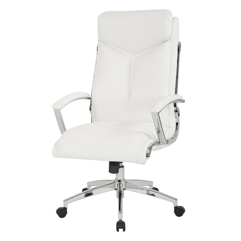 Chaise Executive, Similicuir blanc