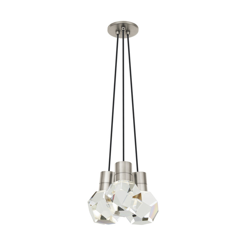 Kira 3 - Light LED Pendant, Satin Nickel/Black