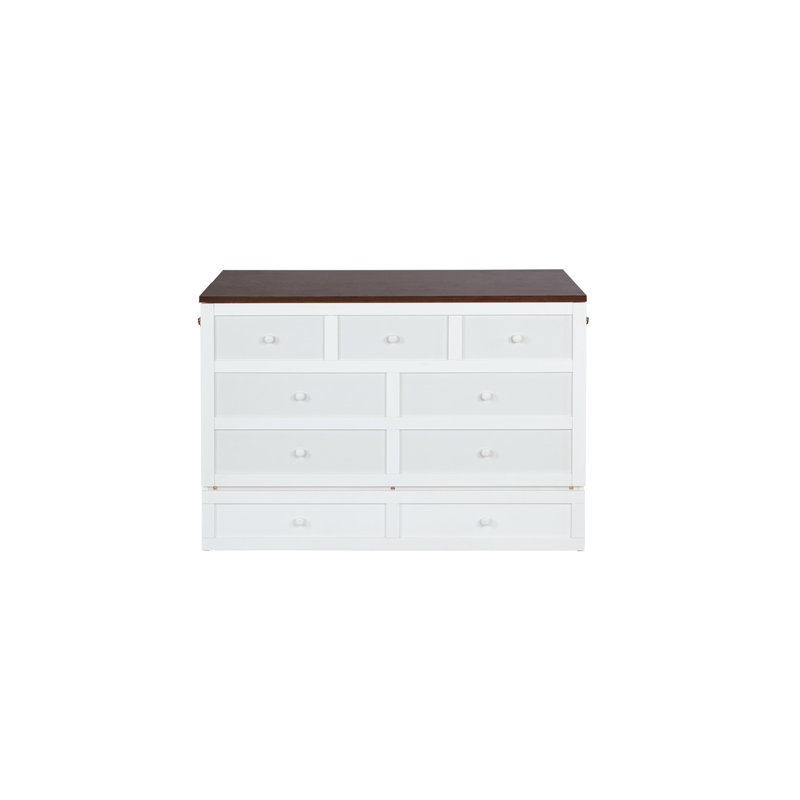 Armoire de lit escamotable complète Murphy avec tiroir de rangement et station de charge, port USB, cadre de lit escamotable en pin massif