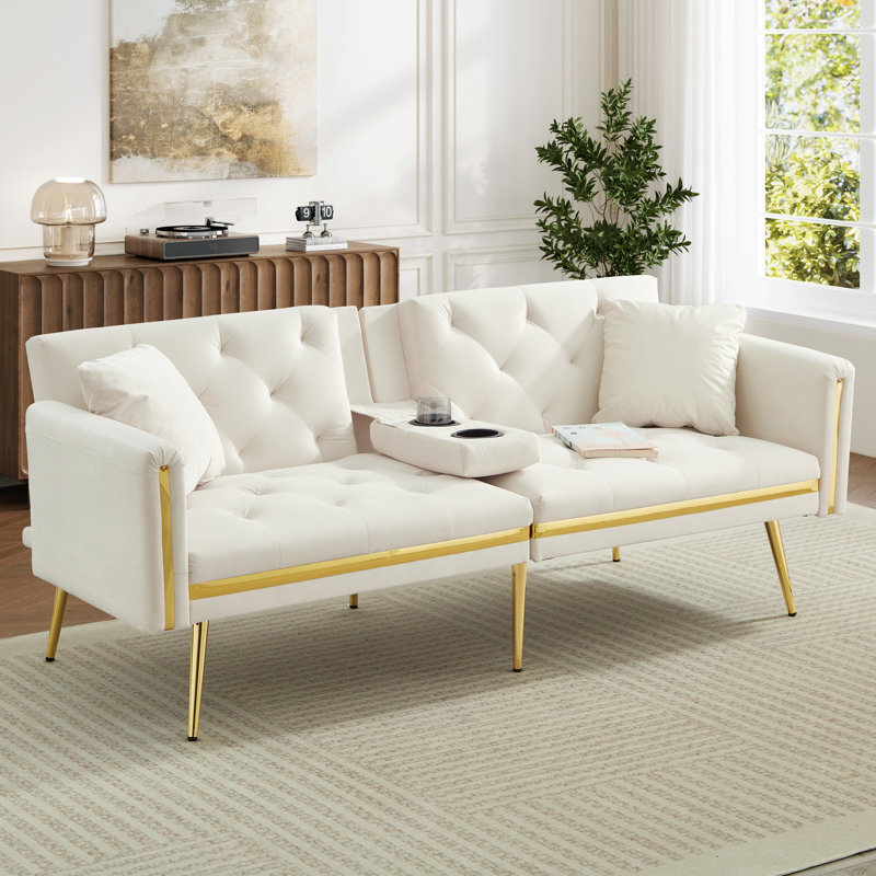 2 Seater Velvet Loveseat, White