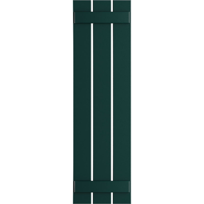 Volets en PVC True Fit à trois planches espacées, Vert thermique, H 76 po x l 17,125 po x P 0,625 po