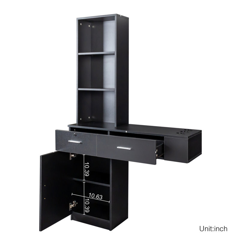 Black Modern Simple Hair Desk, Multi-Layer Storage, Large Storage Space