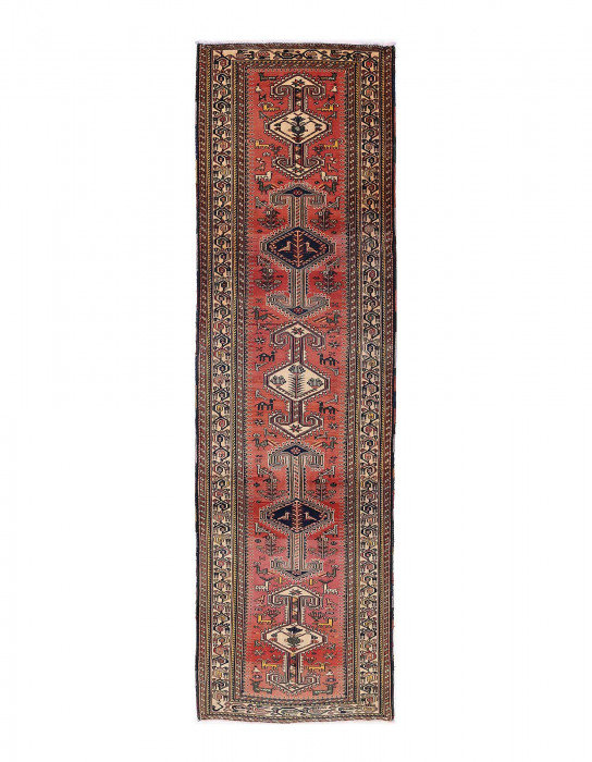 One-of-a-Kind 3'4'X13'2" Area Rug in Rust/Navy Blue/Beige