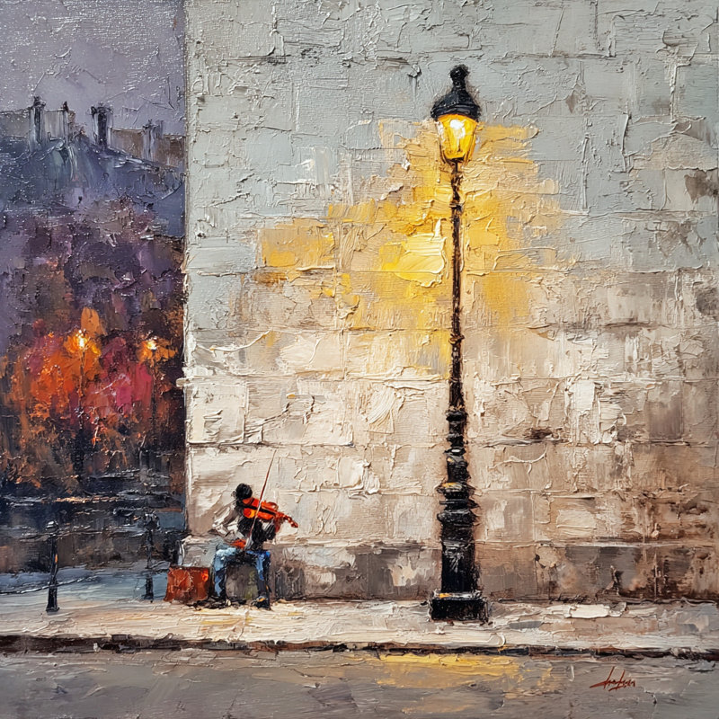 Lamplight Violin Wrapped Canvas Wall Art