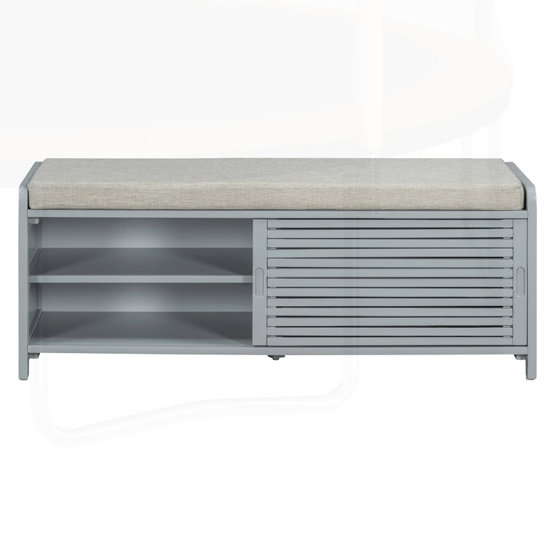 Banc de rangement 43 po patiné avec rangement, Gris