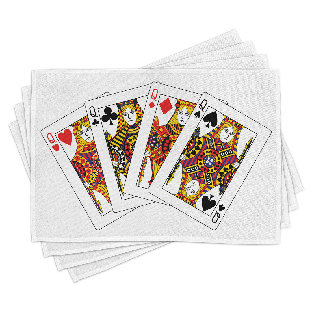 Platzmatten, Queens Poker Play Cards, Kasino, Schwarz Rot Gelb