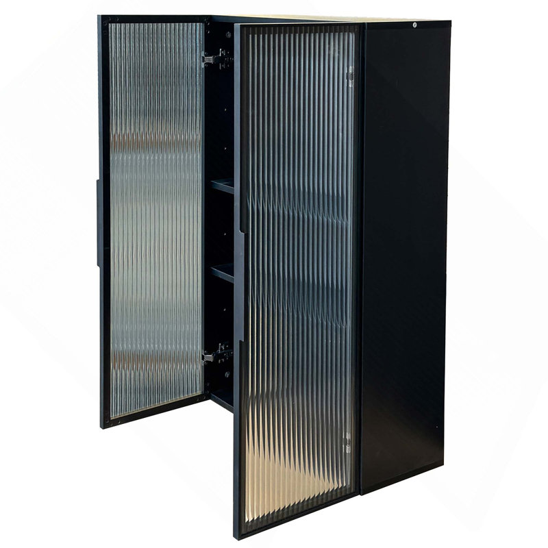 Wall Mounted Bathroom Kitchen Storage Cabinet With Glass Door