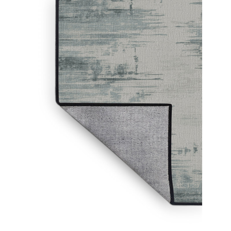 Tapis abstrait gris lavable à la machine, Rectangulaire 2 pi x 3 pi