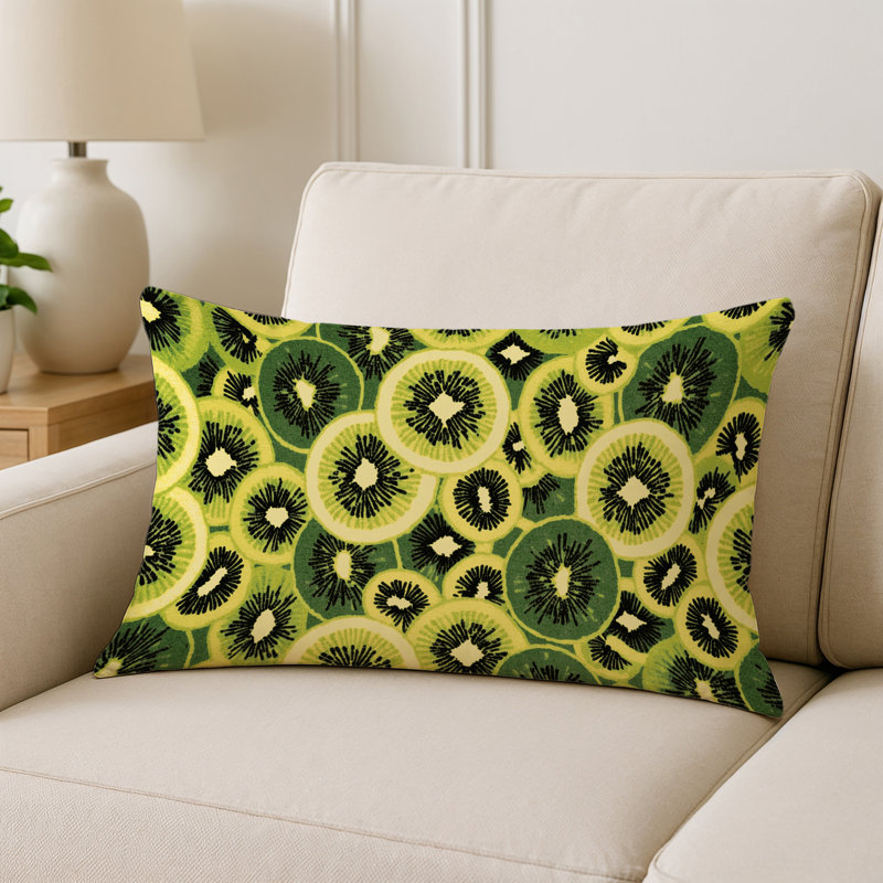 Indoor and Outdoor Throw Pillow, Kiwi, Rectangle 25" H x 18" W