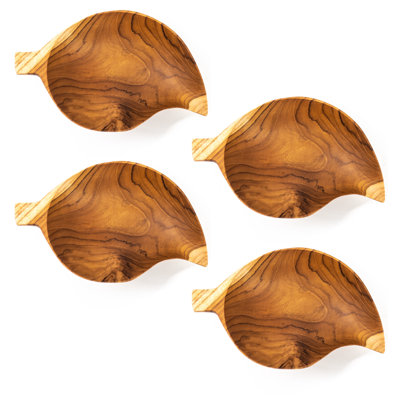 Mango Leaf Teak Wood Plate (Set Of 4)