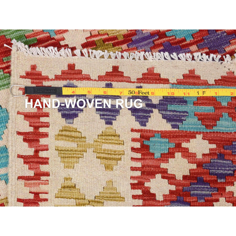 Tapis décoratif en laine de conception unique noué à la main rouge 2 pi 10 po x 4 pi 2 po