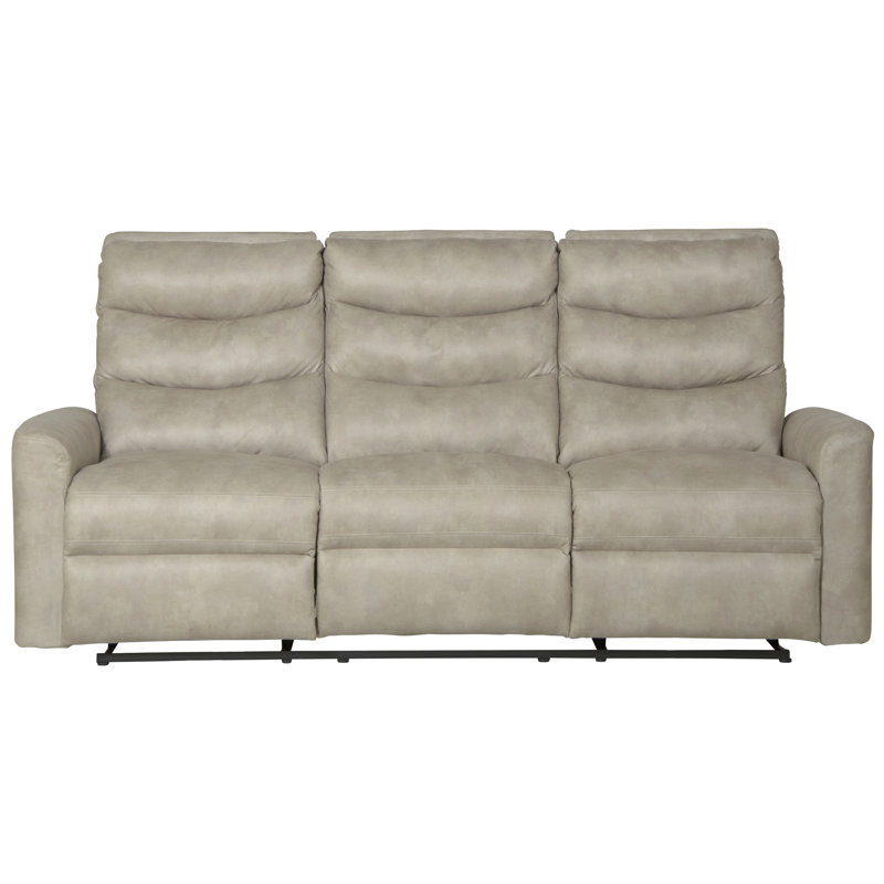 80" Round Arm Reclining Sofa, Beige, Manual