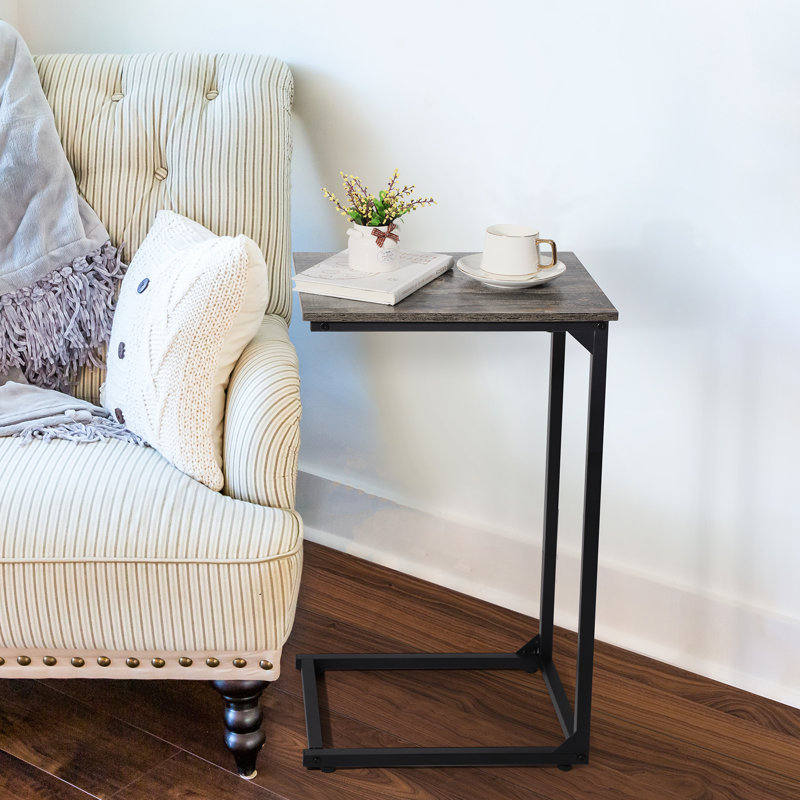 Simple C-Shaped Side Table Gray
