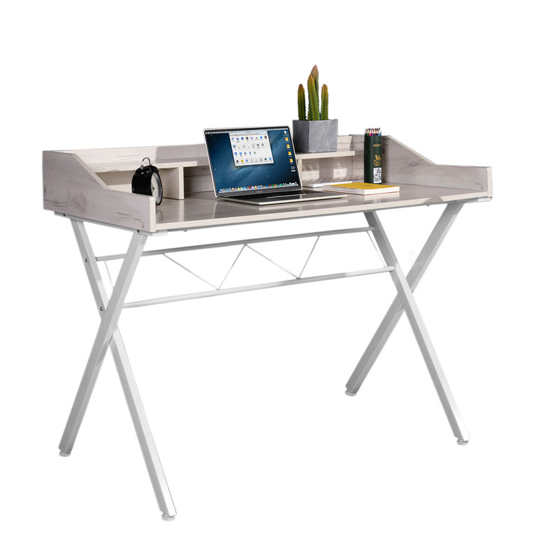 Bureau d'écriture avec tréteaux Kiefer, Blanc / blanc