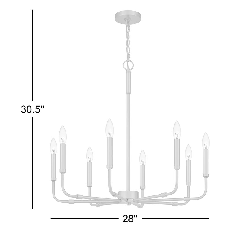 Brigit 8-Light Dimmable Candle Style Chandelier, Matte Black