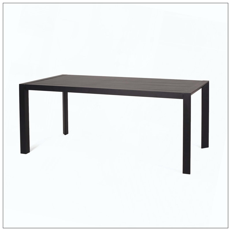 Outdoor Dining Table, Rectangular Shape, Clean Precise Lines, Smooth Aluminum Build, Minimalistic Look, Sturdy Structure