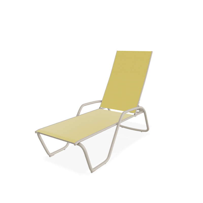 Outdoor Rust-Resistant Metal Chaise Lounge, Textured Desert, Yellow 43D