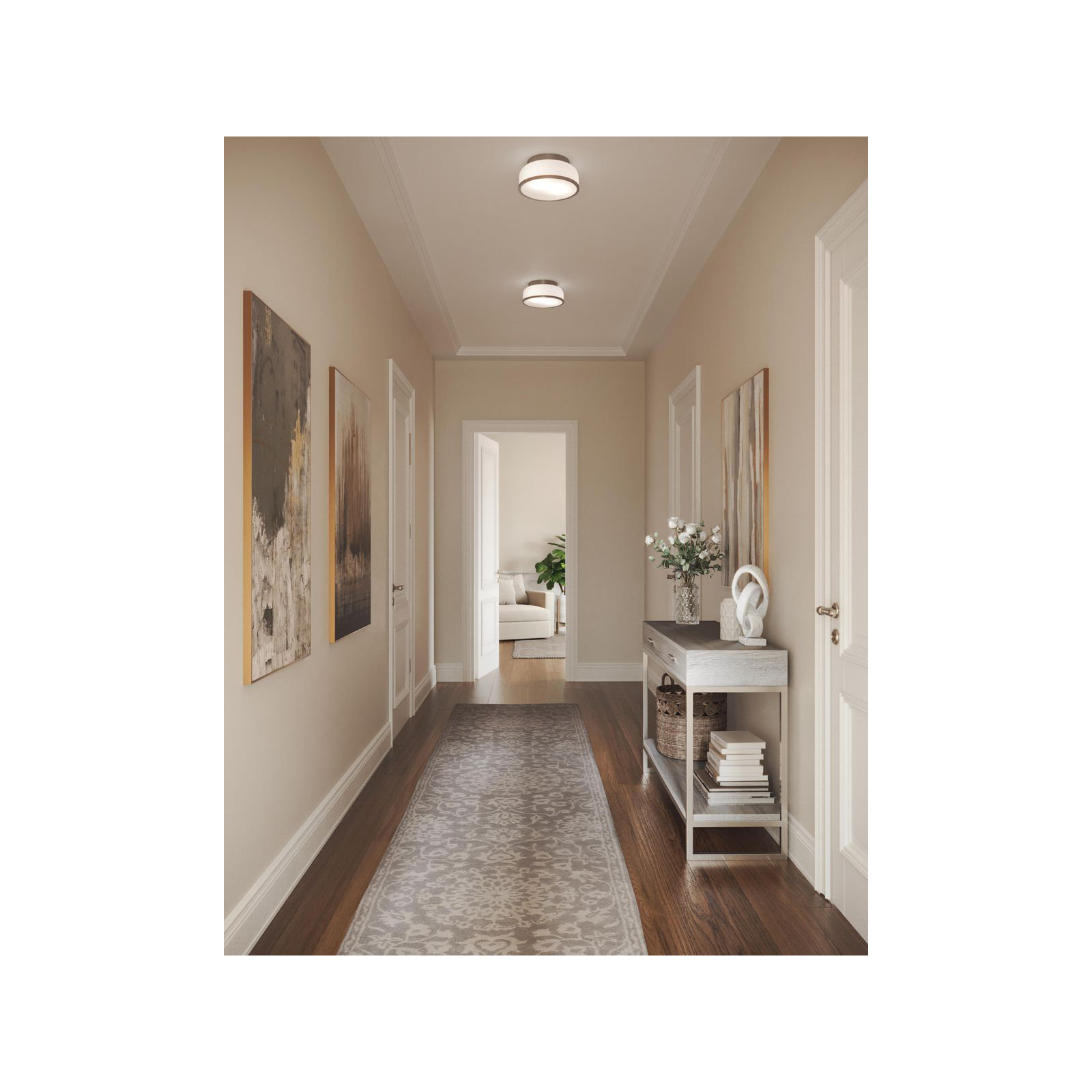 Asuna 2 Light Glass Flush Mount, Brushed Nickel