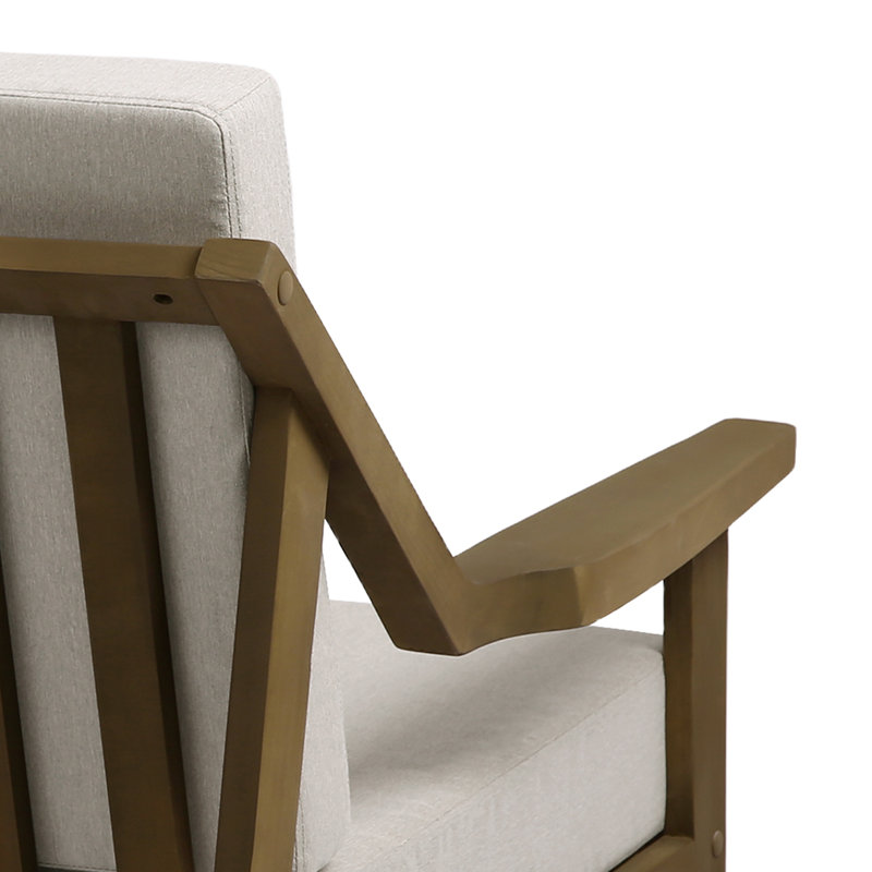 Causeuse d'extérieur en bois de teck avec coussin et accoudoirs Marlo, Chameau clair, Brun
