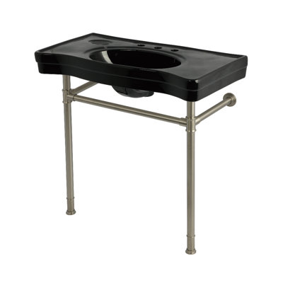 Kingston Brass Imperial 36-Inch Ceramic Console Sink with Stainless Steel Legs (8-Inch, 3-Hole)