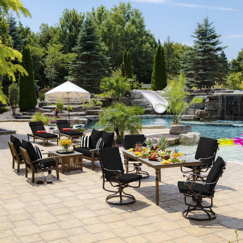 ARDEN Outdoor Lounge Chair 3.5" Cushion, 3.5" H x 20" W x 20" D, Black