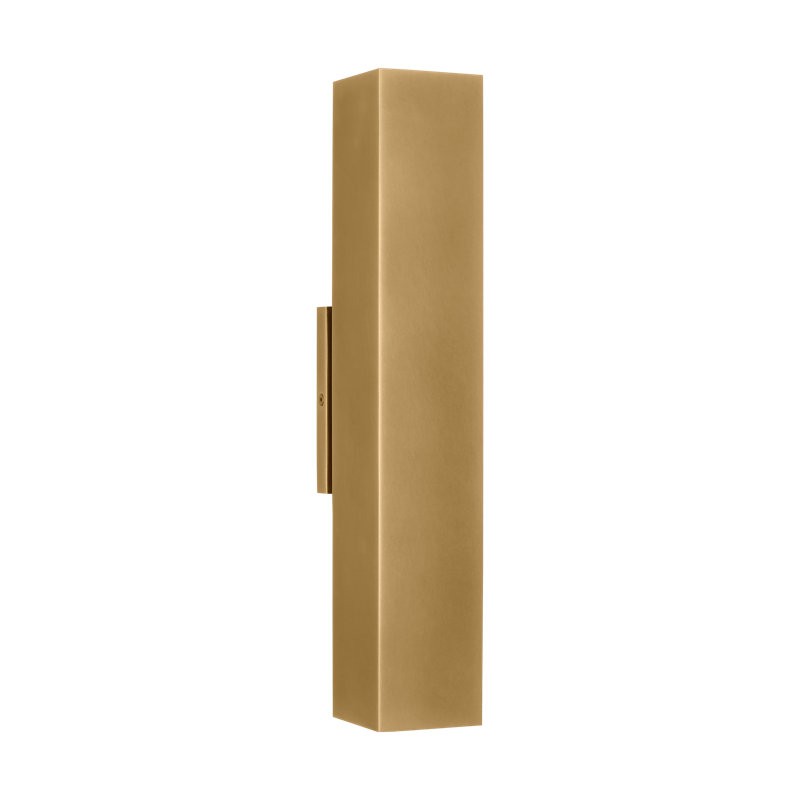 Sean Lavin Pressa 2-light outdoor square large wall sconce light in natural brass finish, Hand Rubbed Antique Brass