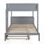 Lit superposé double au-dessus de double gris avec lit gigogne simple, bureau intégré et tiroirs de rangement - Lit mezzanine en bois massif pour enfants-478288266