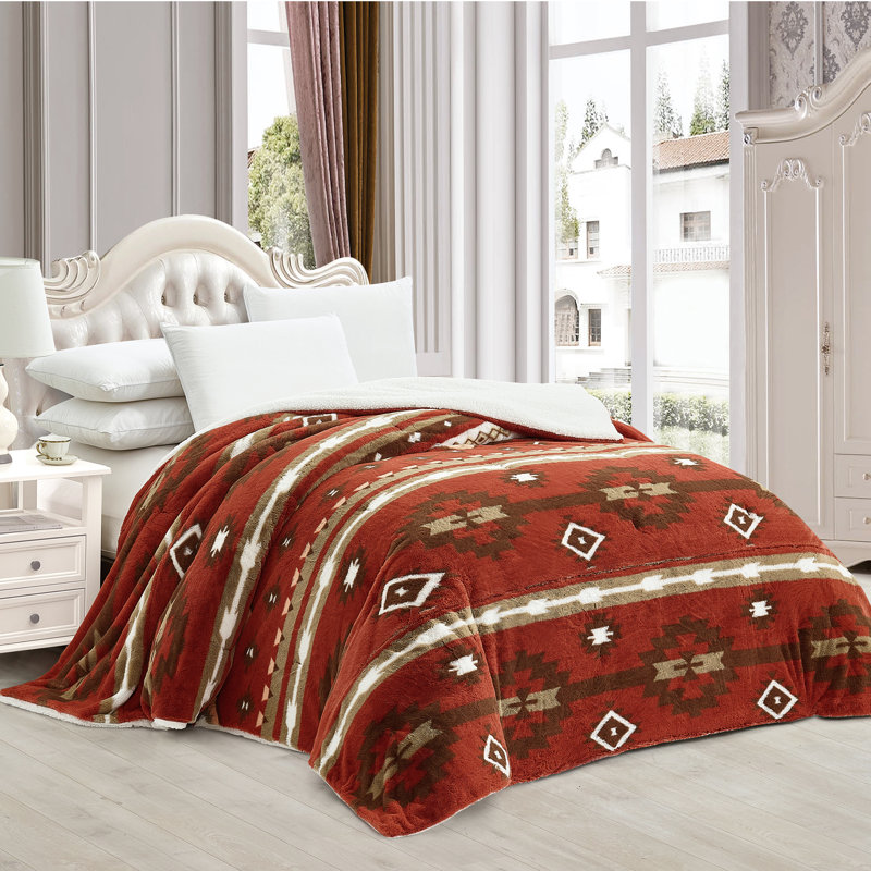  Couverture en fausse fourrure Southwest, Rouge brique