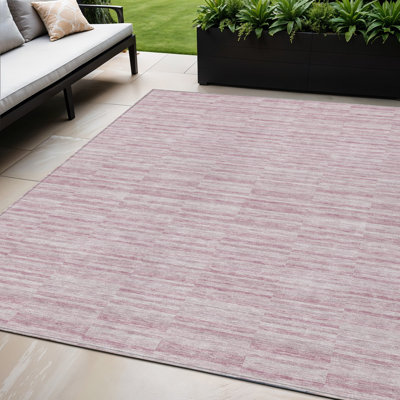 Tapis intérieur lavable rayé rose Blush