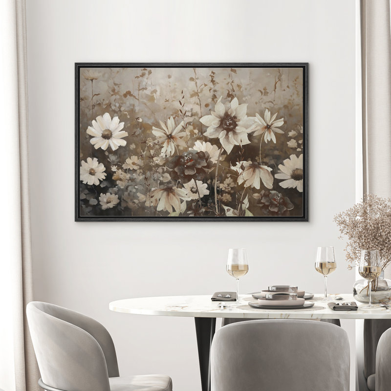 Reproduction d'art sur toile encadrée - rétro, botanique, salon, maison de campagne moderne, décor, H 24 po x l 36 po, Noir