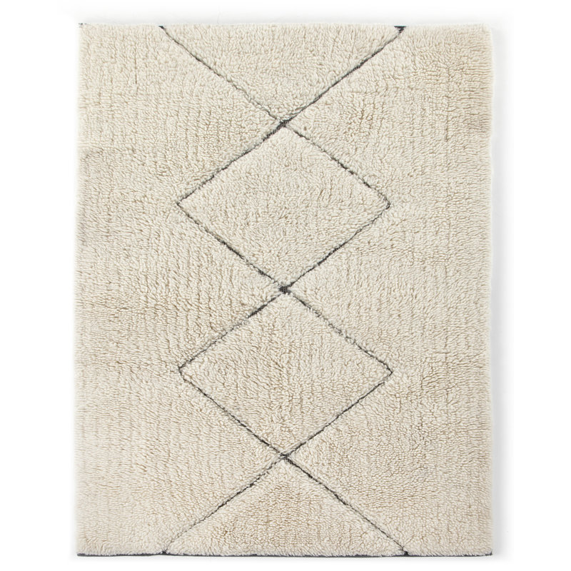Handmade Off-White Wool and Cotton Tufted Area Rug 8' x 10'
